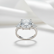Three-stones Cushion Triangle Cut Diamond Option Ring-Black Diamonds New York