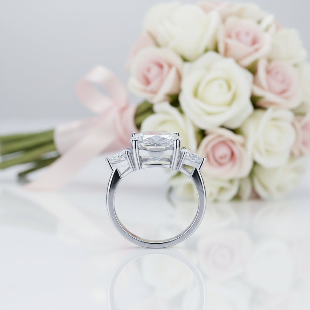 Three-stones Cushion Triangle Cut Diamond Option Engagement Ring-Black Diamonds New York