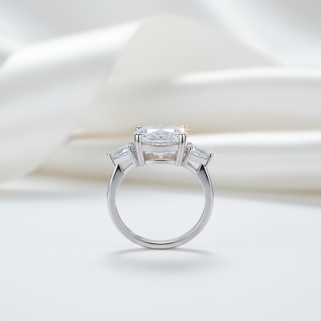 Three-stones Cushion Triangle Cut Diamond Option Engagement Ring-Black Diamonds New York