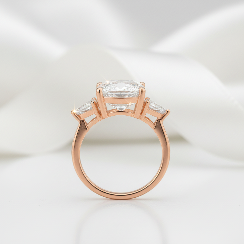 Three-stones Cushion Triangle Cut Diamond Option Engagement Ring-Black Diamonds New York