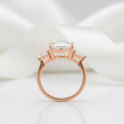 Three-stones Cushion Triangle Cut Diamond Option Engagement Ring-Black Diamonds New York