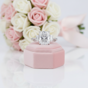 Three Stone Radiant Cut Diamond Option Engagement Ring-Black Diamonds New York