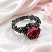 Through Eternity Ring- 3 ct Round Cut Diamond Option with Spider Legs Gothic Wedding Ring-Black Diamonds New York