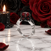Through Eternity Ring- 3 ct Round Cut Diamond Option with Spider Legs Gothic Wedding Ring-Black Diamonds New York