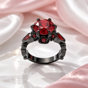 Through Eternity Ring- 3 ct Round Cut Diamond Option with Spider Legs Gothic Wedding Ring-Black Diamonds New York