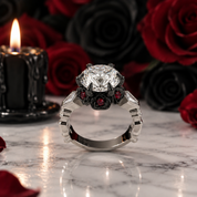 Through Eternity Ring- 3 ct Round Cut Diamond Option with Spider Legs Gothic Wedding Ring-Black Diamonds New York