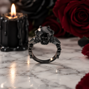 Through Eternity Ring- 3 ct Round Cut Diamond Option with Spider Legs Gothic Wedding Ring-Black Diamonds New York