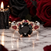Through Eternity Ring- 3 ct Round Cut Diamond Option with Spider Legs Gothic Wedding Ring-Black Diamonds New York