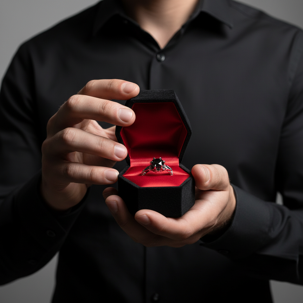 Through Eternity Ring- 3 ct Round Cut Diamond with Spider Legs Gothic Wedding Ring-Black Diamonds New York