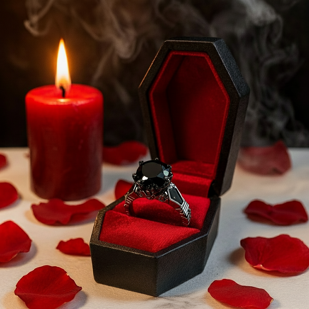 Through Eternity Ring- 3 ct Round Cut Diamond Option with Spider Legs Gothic Wedding Ring-Black Diamonds New York