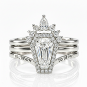 Till Death Do Us Part Rings- Rare Coffin Cut Diamond Option 14k White Gold Ring Set-Black Diamonds New York