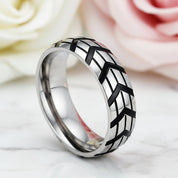 Tire-Printed Titanium Ring-Black Diamonds New York