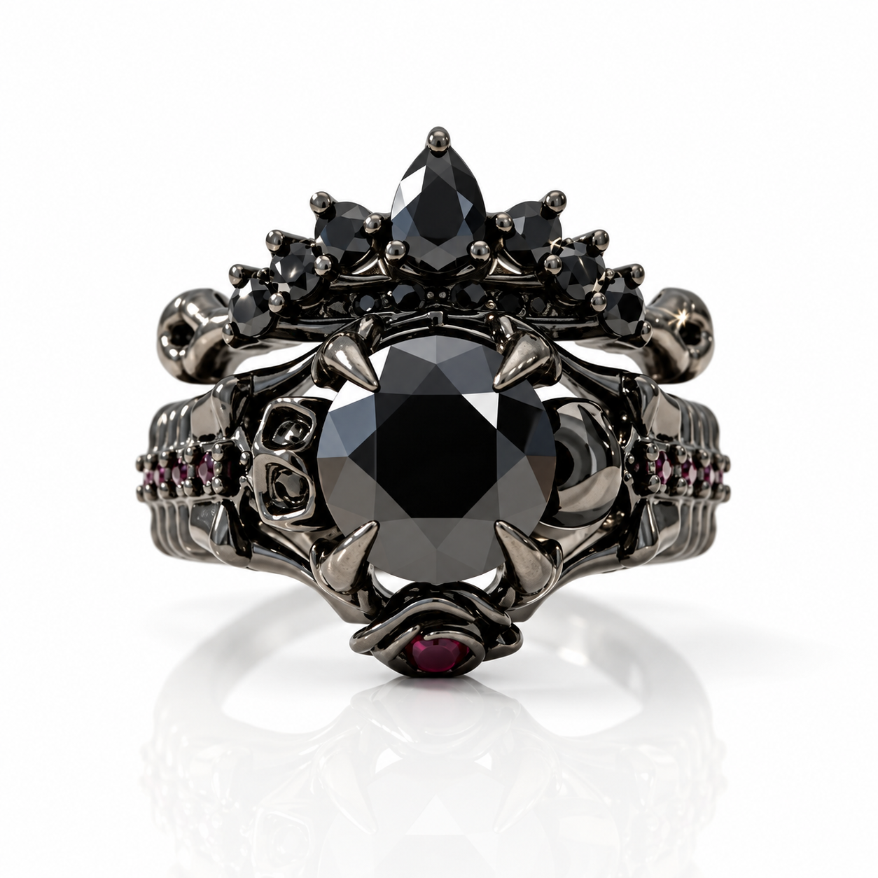Together Forever- 1.25 Carat Black Diamond Option Gothic Ring Set-Black Diamonds New York