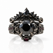 Together Forever- 1.25 Carat Black Diamond Option Gothic Ring Set-Black Diamonds New York