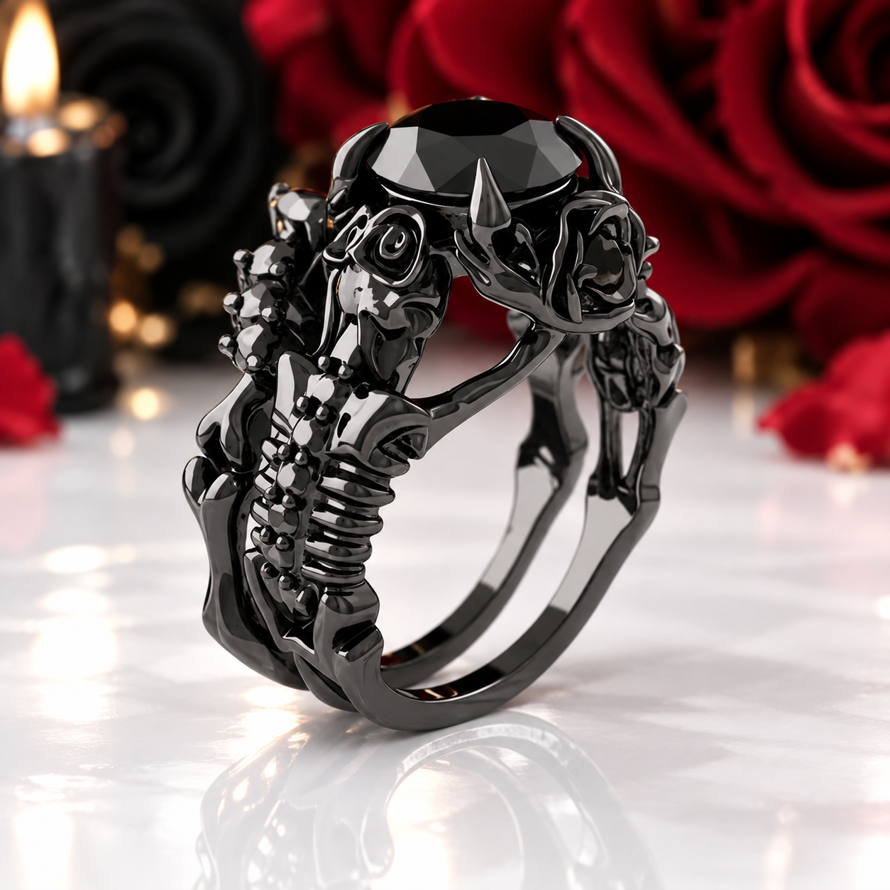 Together Forever- 1.25 Carat Black Diamond Option Gothic Ring Set-Black Diamonds New York