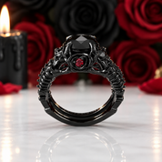 Together Forever- 1.25 Carat Black Diamond Option Gothic Ring Set-Black Diamonds New York