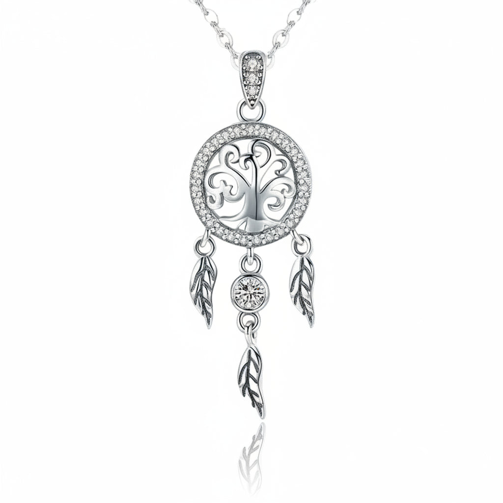 Tree of Life Fashion Dream Catcher Pendant Necklaces-Black Diamonds New York