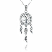 Tree of Life Fashion Dream Catcher Pendant Necklaces-Black Diamonds New York
