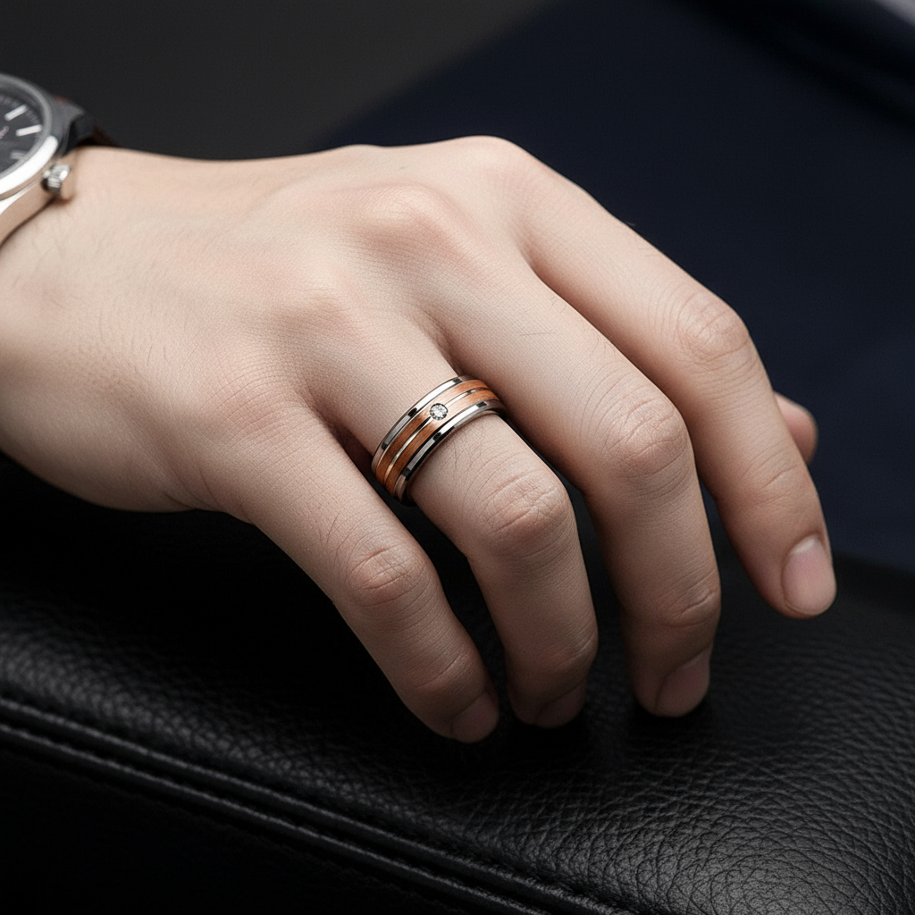 Two-Tone Men's Tungsten Carbide Wedding Band with Diamond-Black Diamonds New York