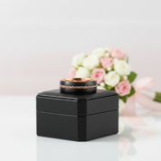 Two-tone Dome Steel Wire Inlay Tungsten Men's Ring-Black Diamonds New York
