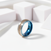 Two-tone Dome Steel Wire Inlay Tungsten Men's Ring-Black Diamonds New York