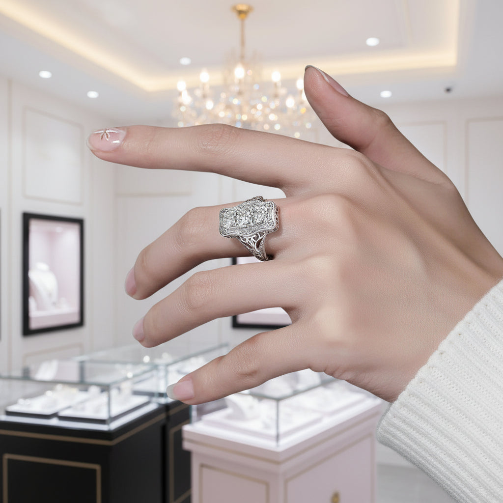 Unique 3 Stone Diamond Option Engagement Ring-Black Diamonds New York