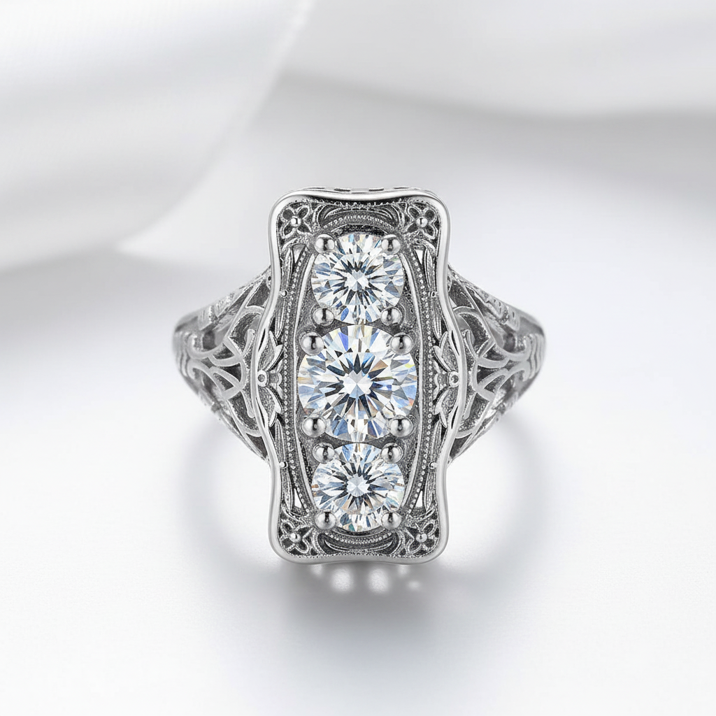 Unique 3 Stone Diamond Option Engagement Ring-Black Diamonds New York