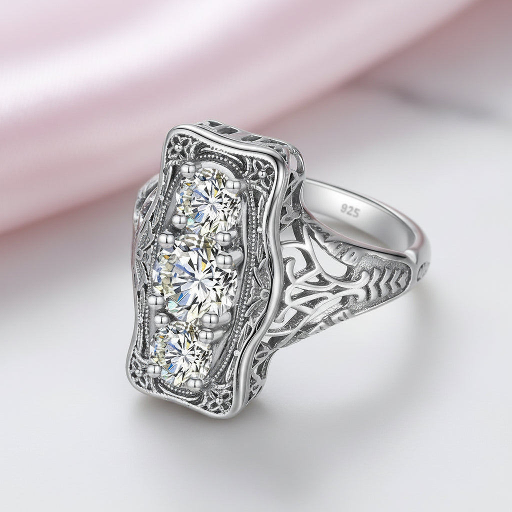 Unique 3 Stone Diamond Option Engagement Ring-Black Diamonds New York