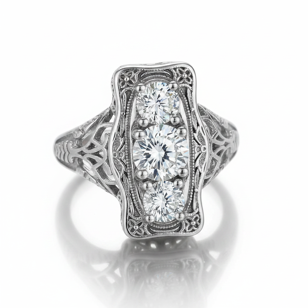 Unique 3 Stone Diamond Option Engagement Ring-Black Diamonds New York