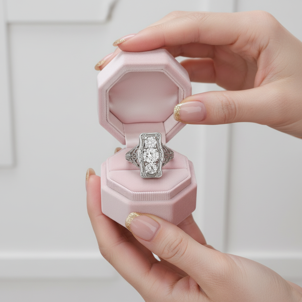 Unique 3 Stone Diamond Option Engagement Ring-Black Diamonds New York