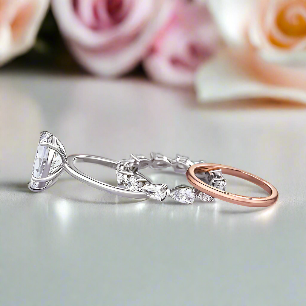 Unique 3pc Pear Cut Diamond Wedding Set-Black Diamonds New York