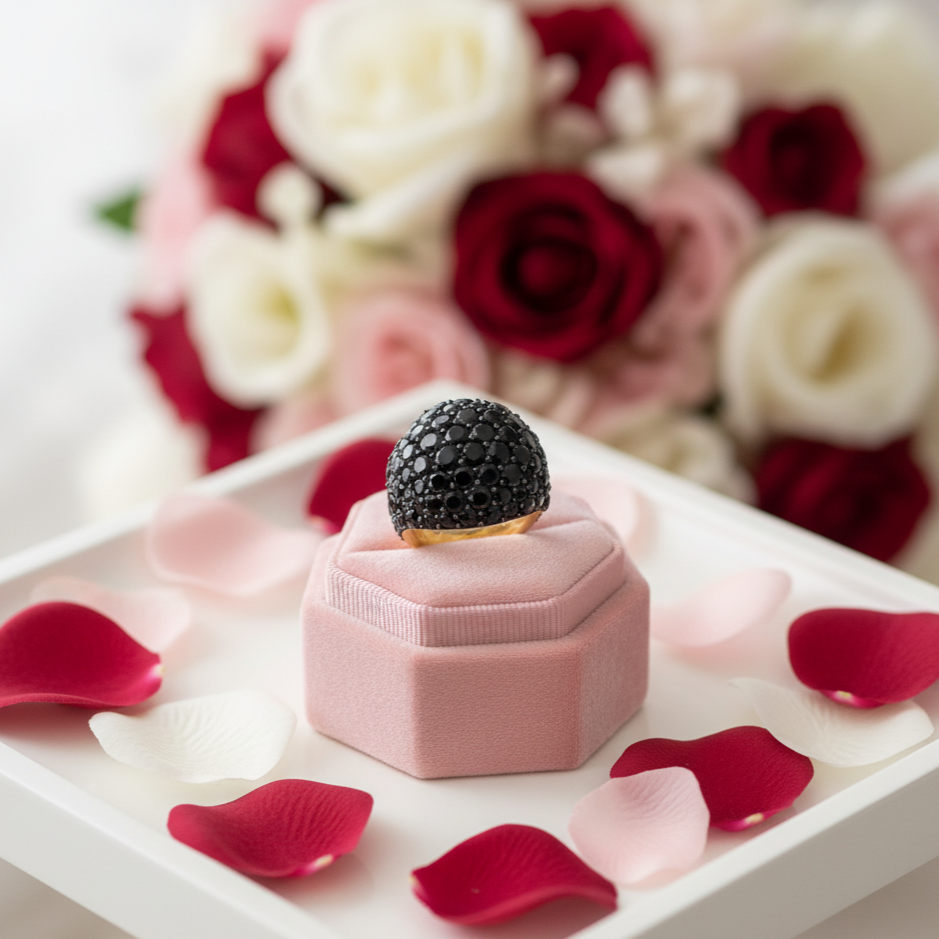 Unique 5.20 Ct Round-cut Black Spinel Ring-Black Diamonds New York