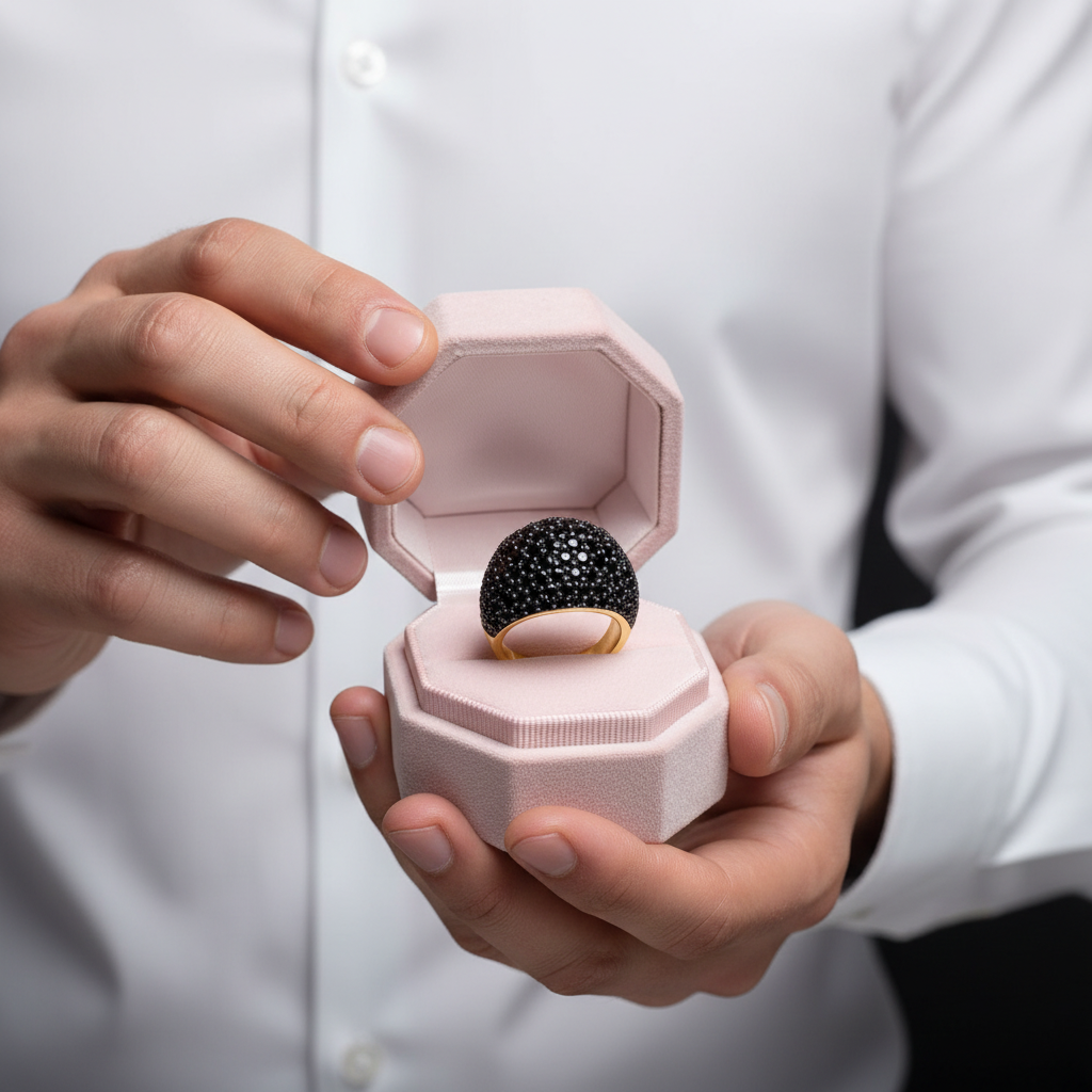 Unique 5.20 Ct Round-cut Black Spinel Ring-Black Diamonds New York