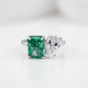 Unique Double Stone Design Radiant & Pear Cut Engagement Ring-Black Diamonds New York