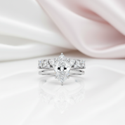 Unique Marquise Cut Diamond Option Wedding Ring Set-Black Diamonds New York