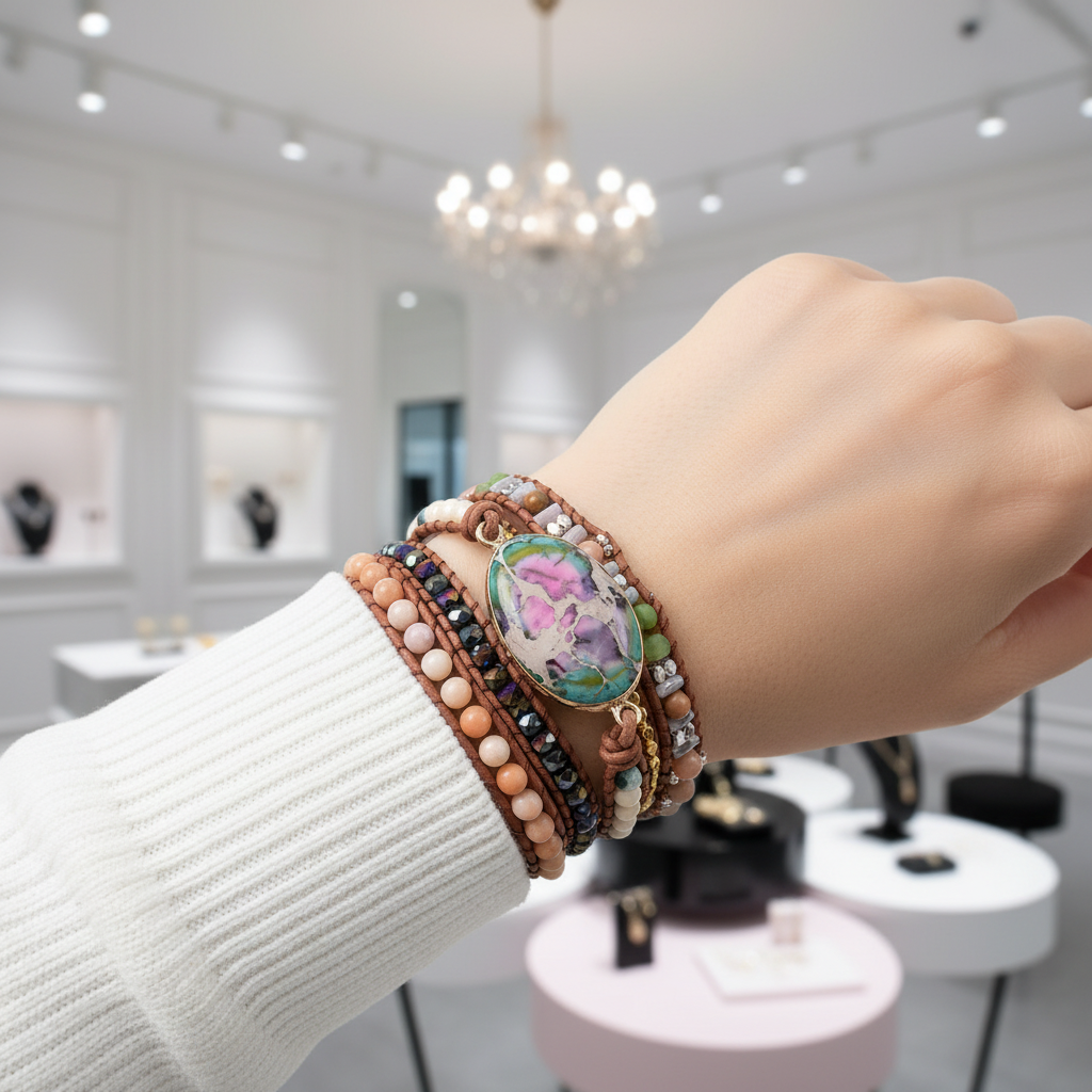 Unique Mixed Stone Bohemian Bracelet-Black Diamonds New York