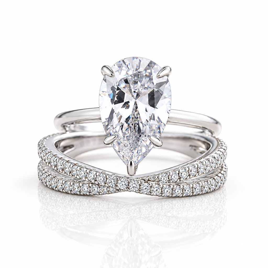 Unique Pear Cut Diamond Option Ring Set-Black Diamonds New York