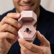 Unique Pear Cut Halo Black Diamond Option Engagement Ring-Black Diamonds New York
