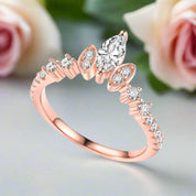 Unique Pear Cut Moss Agate Vintage Cluster Engagement Ring Set-Black Diamonds New York