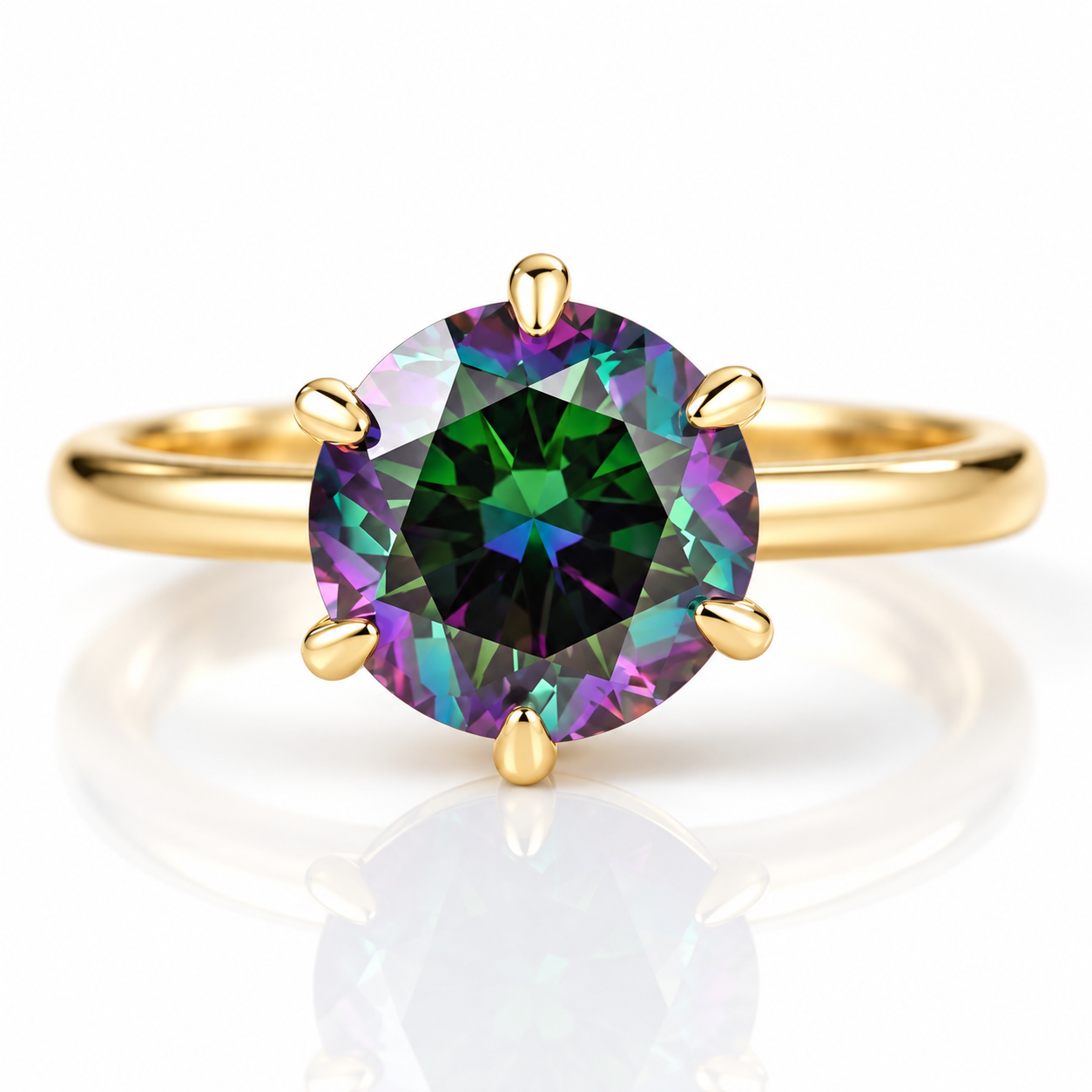Unique Yellow Gold Round Cut Alexandrite Engagement Ring-Black Diamonds New York