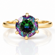 Unique Yellow Gold Round Cut Alexandrite Engagement Ring-Black Diamonds New York