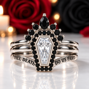 Until Death Ring Coffin Shape Diamond Wedding Rings-Black Diamonds New York