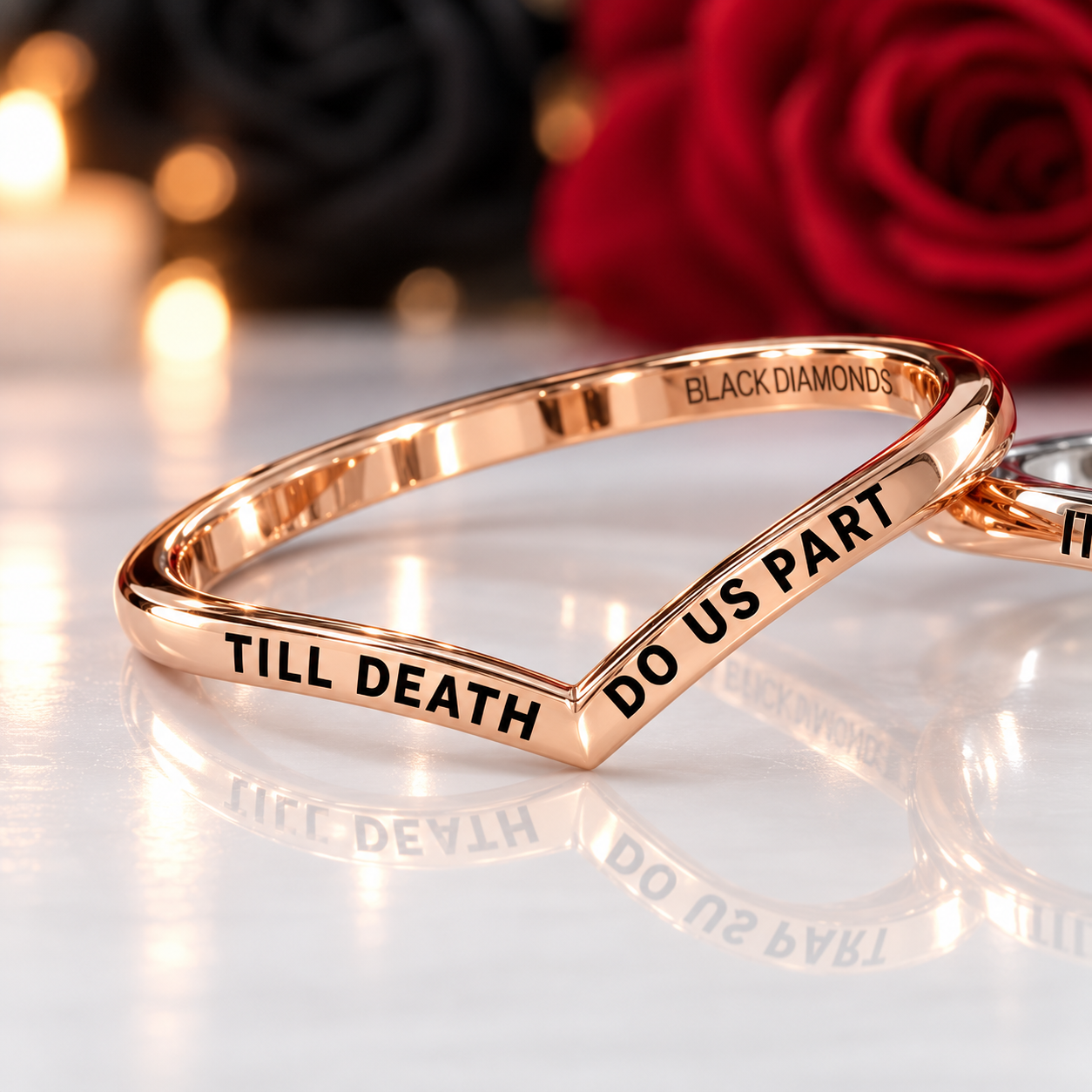 Until Death Ring Coffin Shape Diamond Wedding Rings-Black Diamonds New York