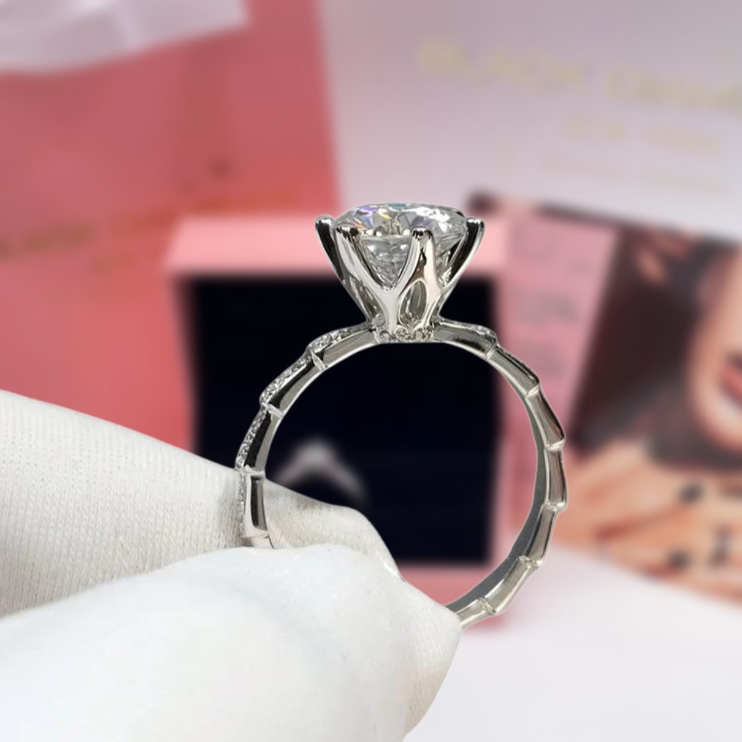 5 Carat Round Cut Diamond Engagement Ring-Black Diamonds New York