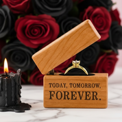 Forever- Mini Wooden Ring Box Single Slot-Black Diamonds New York