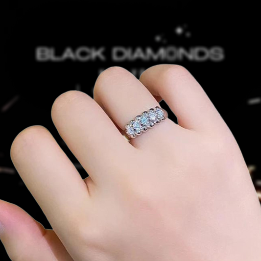 Five Stone Diamond Wedding Band-Black Diamonds New York