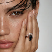 Best Love Rings- Rare Coffin Cut Diamond Option 14k Gold Gothic Ring Set-Black Diamonds New York