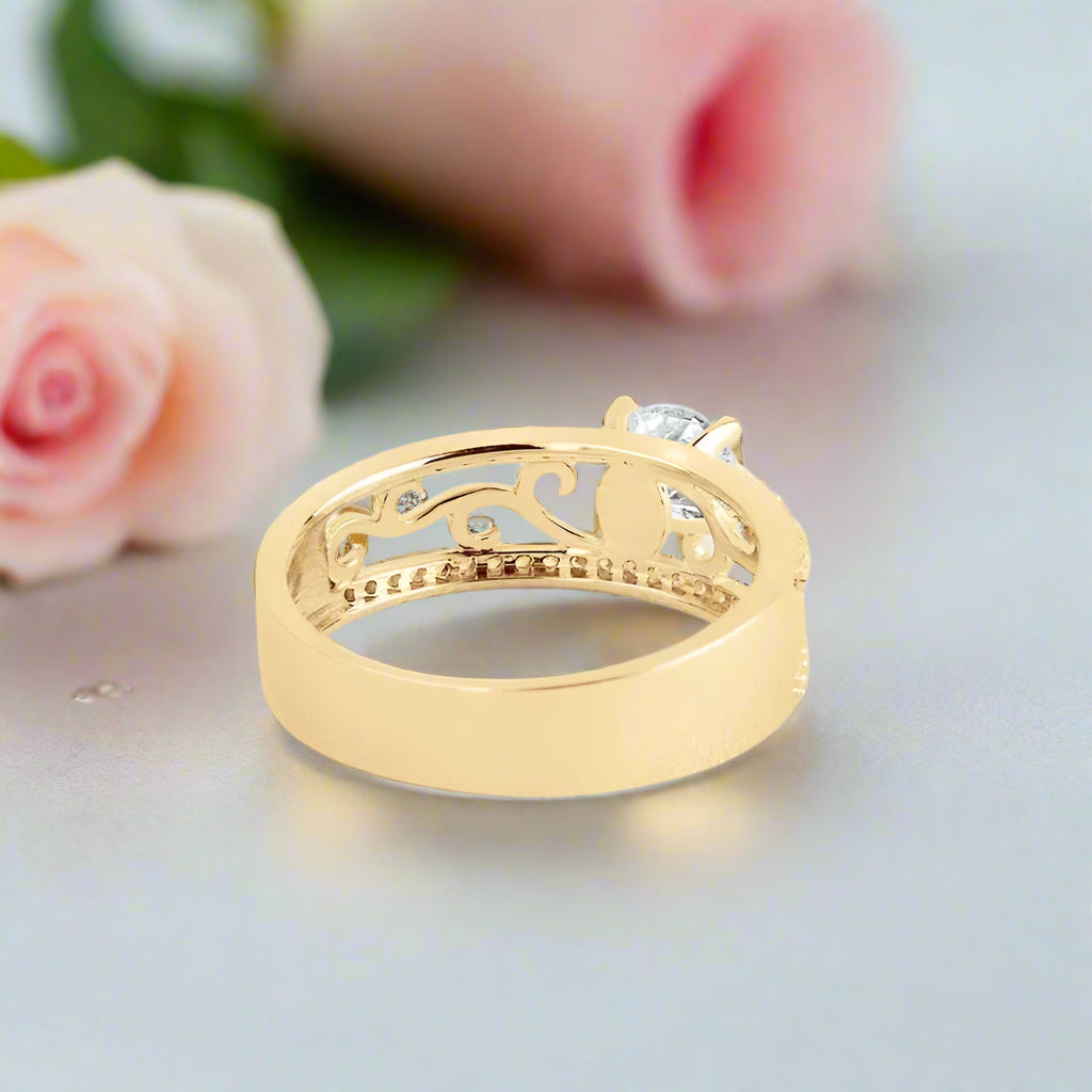 Vintage 10k Yellow Gold Round Diamond Engagement Ring-Black Diamonds New York