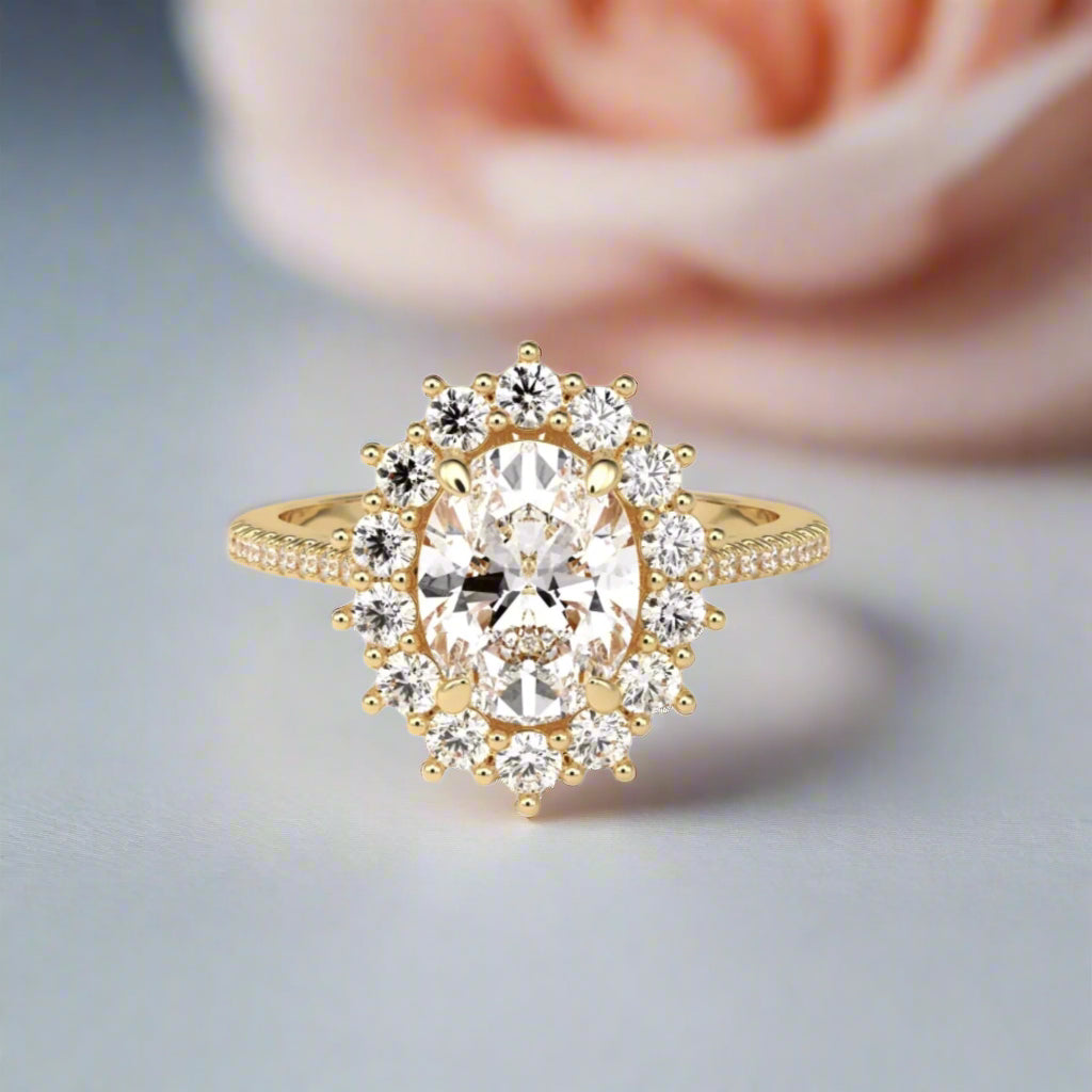 Vintage 18k Yellow Gold 1.0 Ct Oval Cut Diamond Engagement Ring-Black Diamonds New York