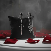 Vintage Black Diamonds Sword and Snake Hoop Earrings-Black Diamonds New York